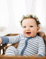 Slate Blue Striped Infant Convertible Sleeper