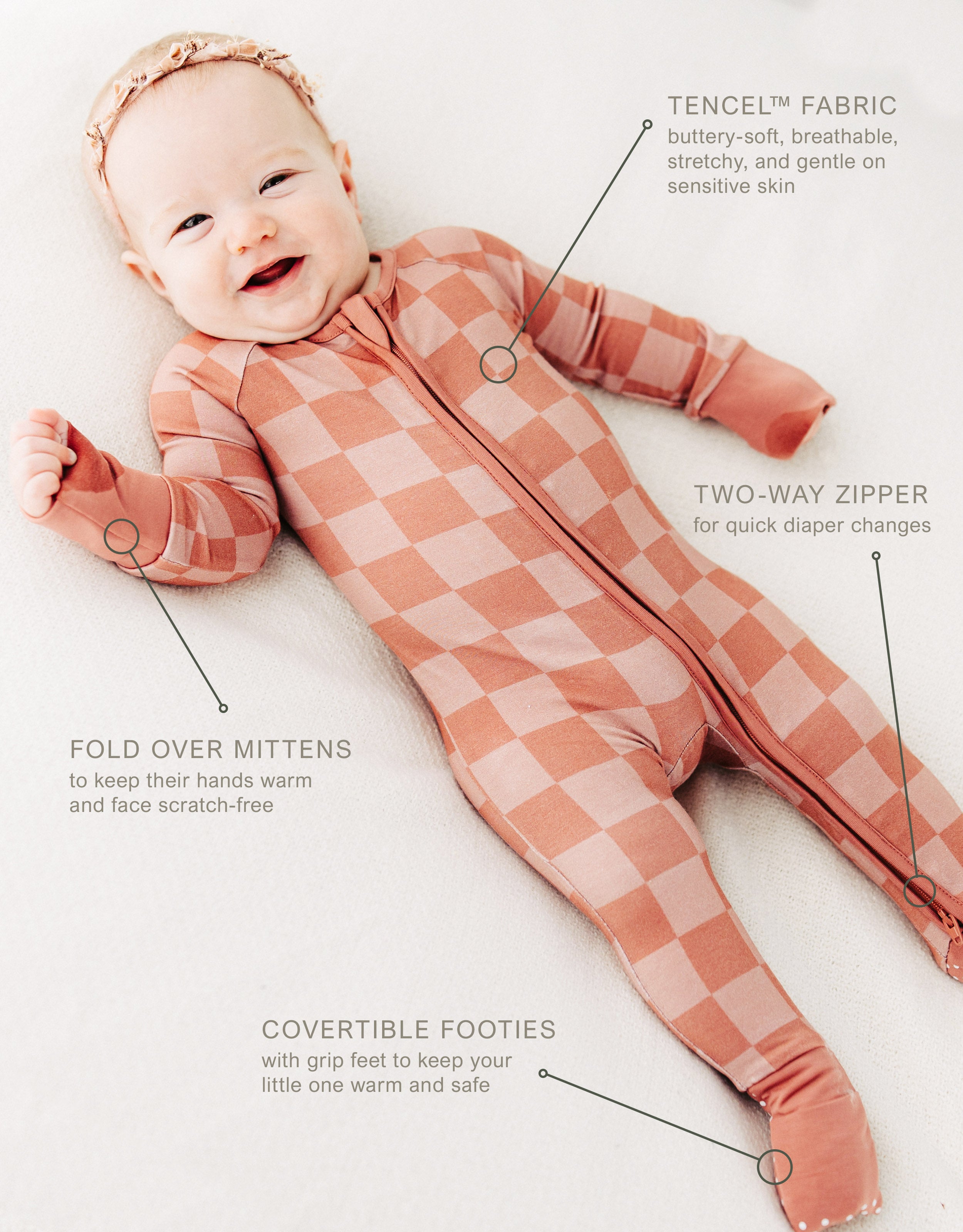 Rosewood Checker Infant Convertible Sleeper