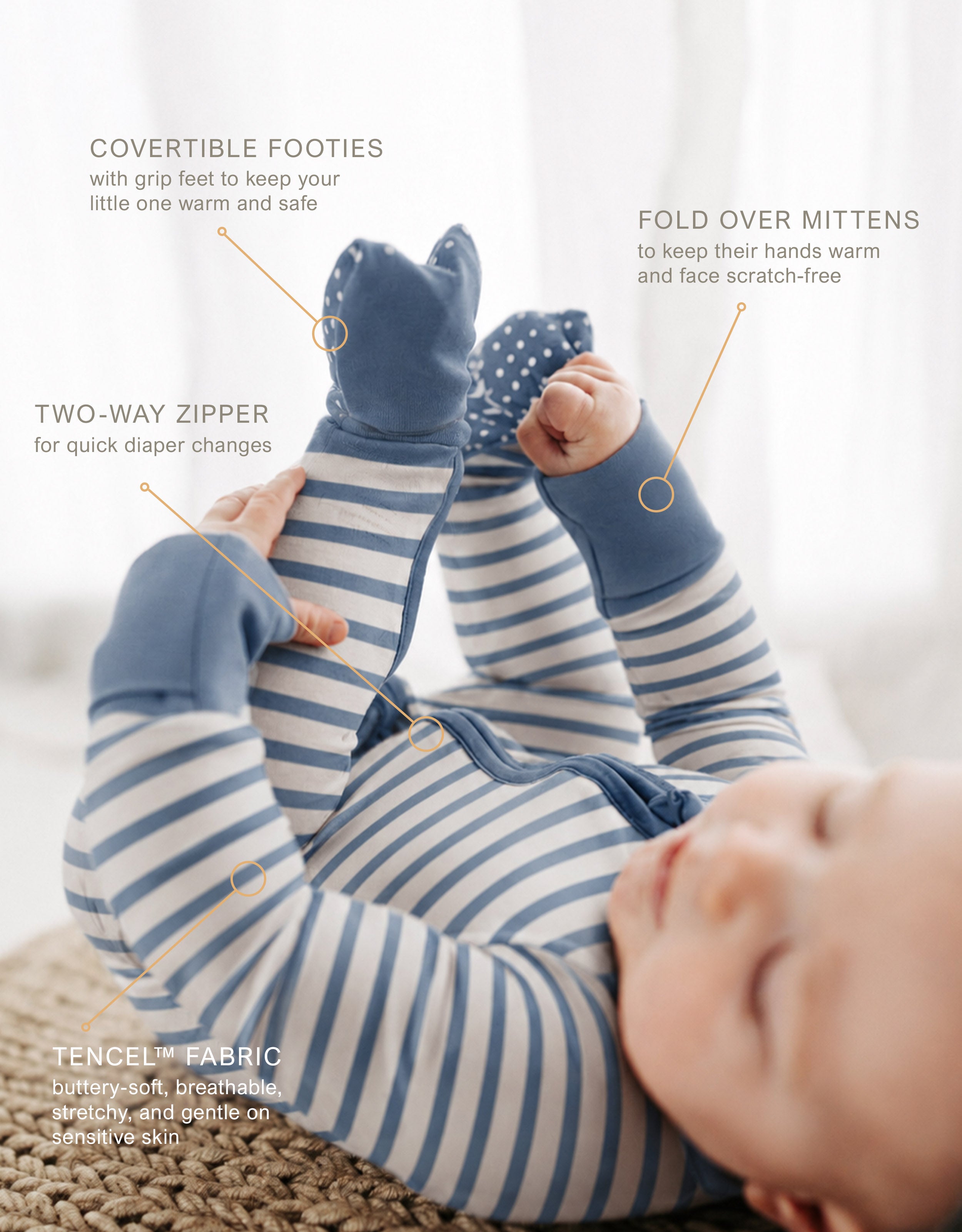 Slate Blue Striped Infant Convertible Sleeper