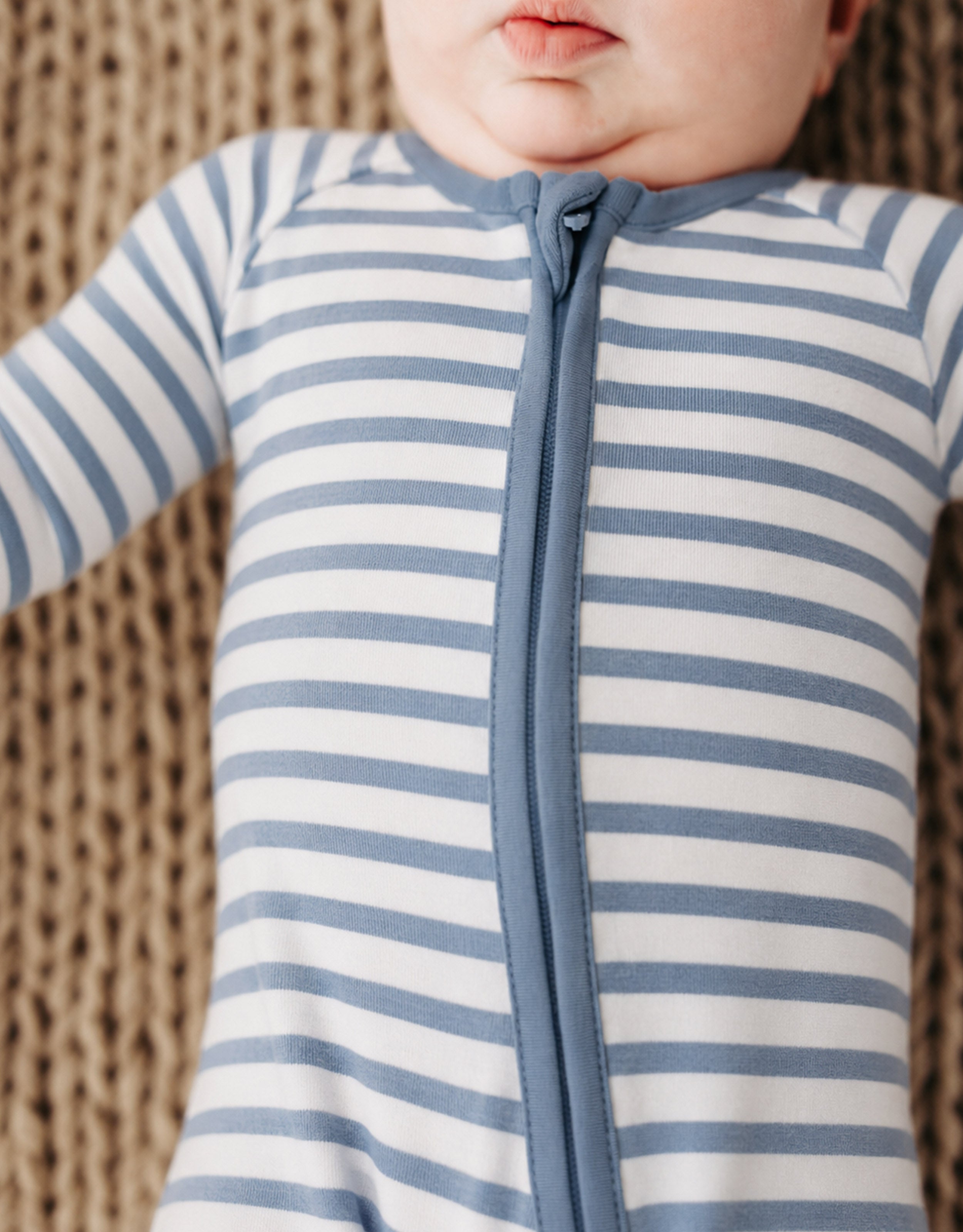 Slate Blue Striped Infant Convertible Sleeper