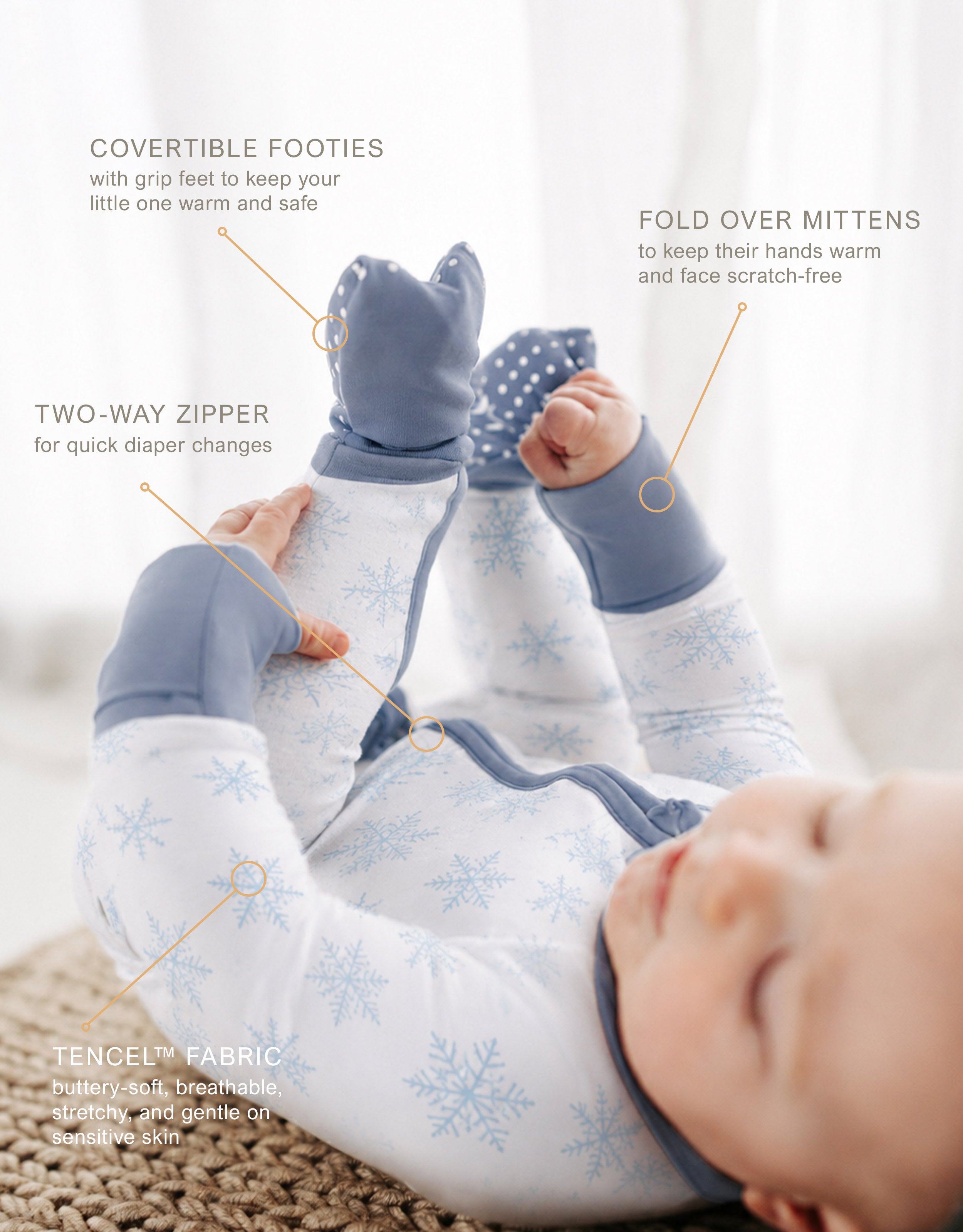 Snowflakes Infant Convertible Sleeper